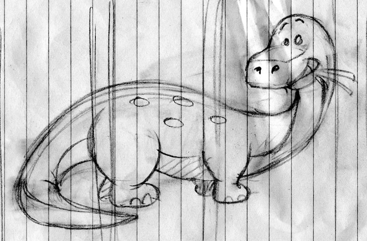sketch dinosaur illustration art for kids' game app
