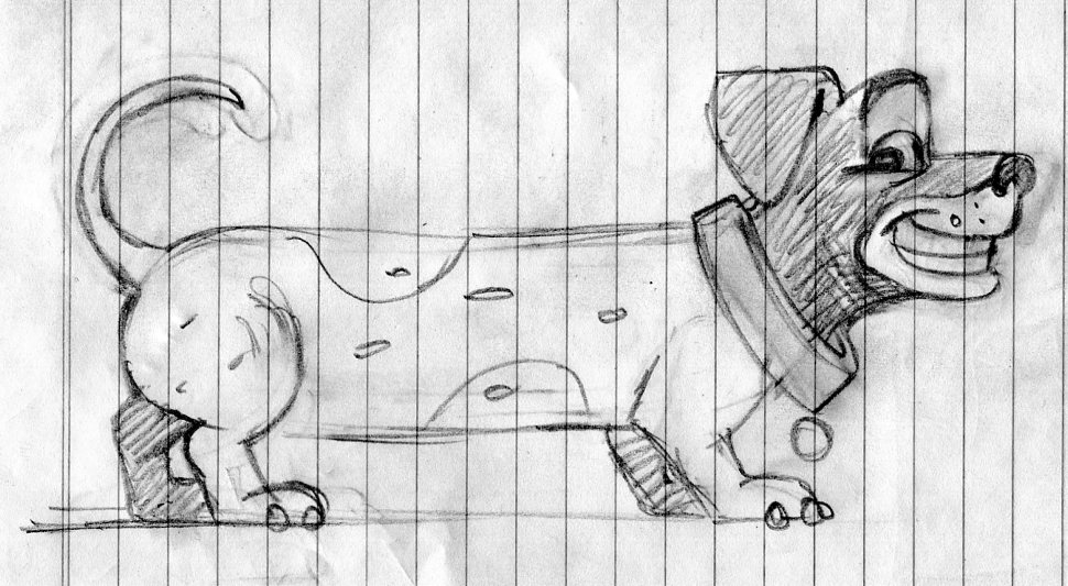 sketch sausage dog illustration art for kids' game app
