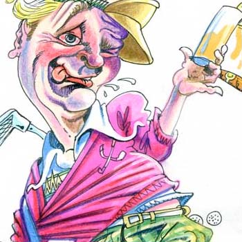 sketchbook illustration of a drunken golfer