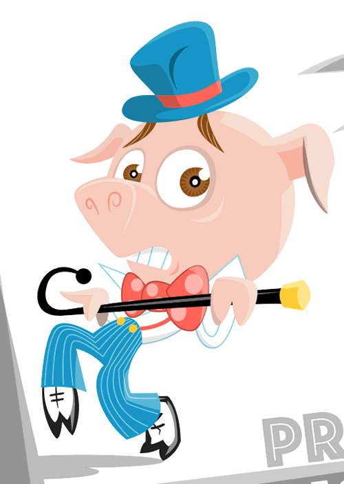professor piglet character design close up