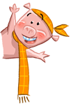 little pig illustration waving his arms