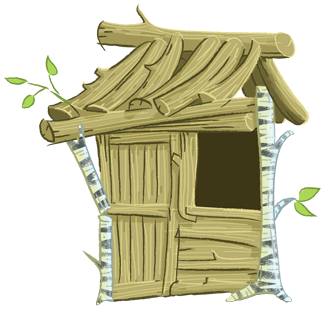 pig's house of wood illustration