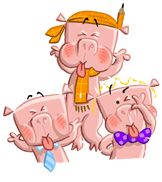 3 little pigs blowing raspberries illustration