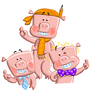 3 little pigs happy illustration