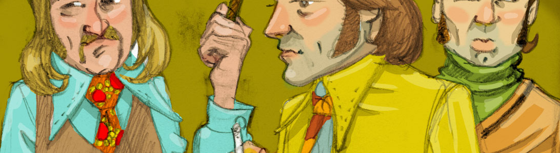 detail of 1970s seventies men illustration