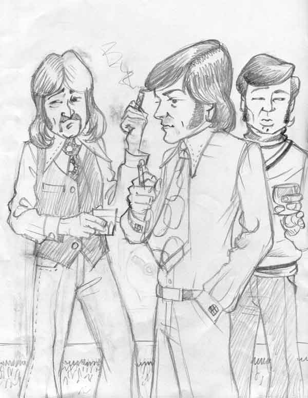 1970s seventies men illustration pencil sketch