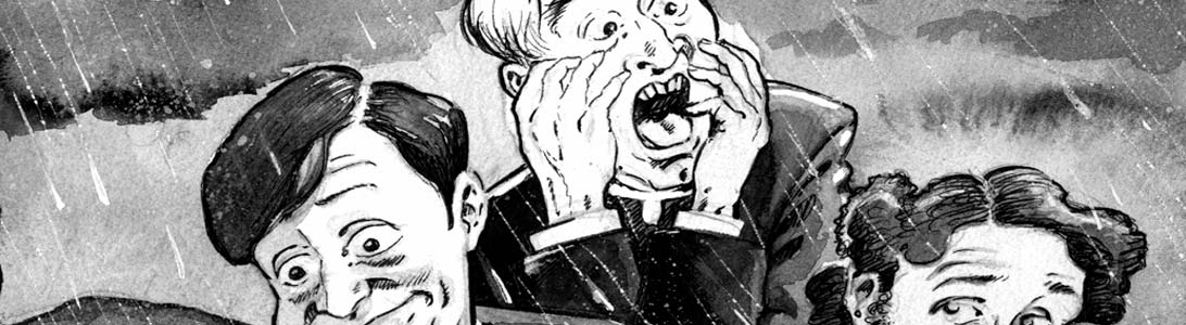 detail of newspaper illustration of father ted