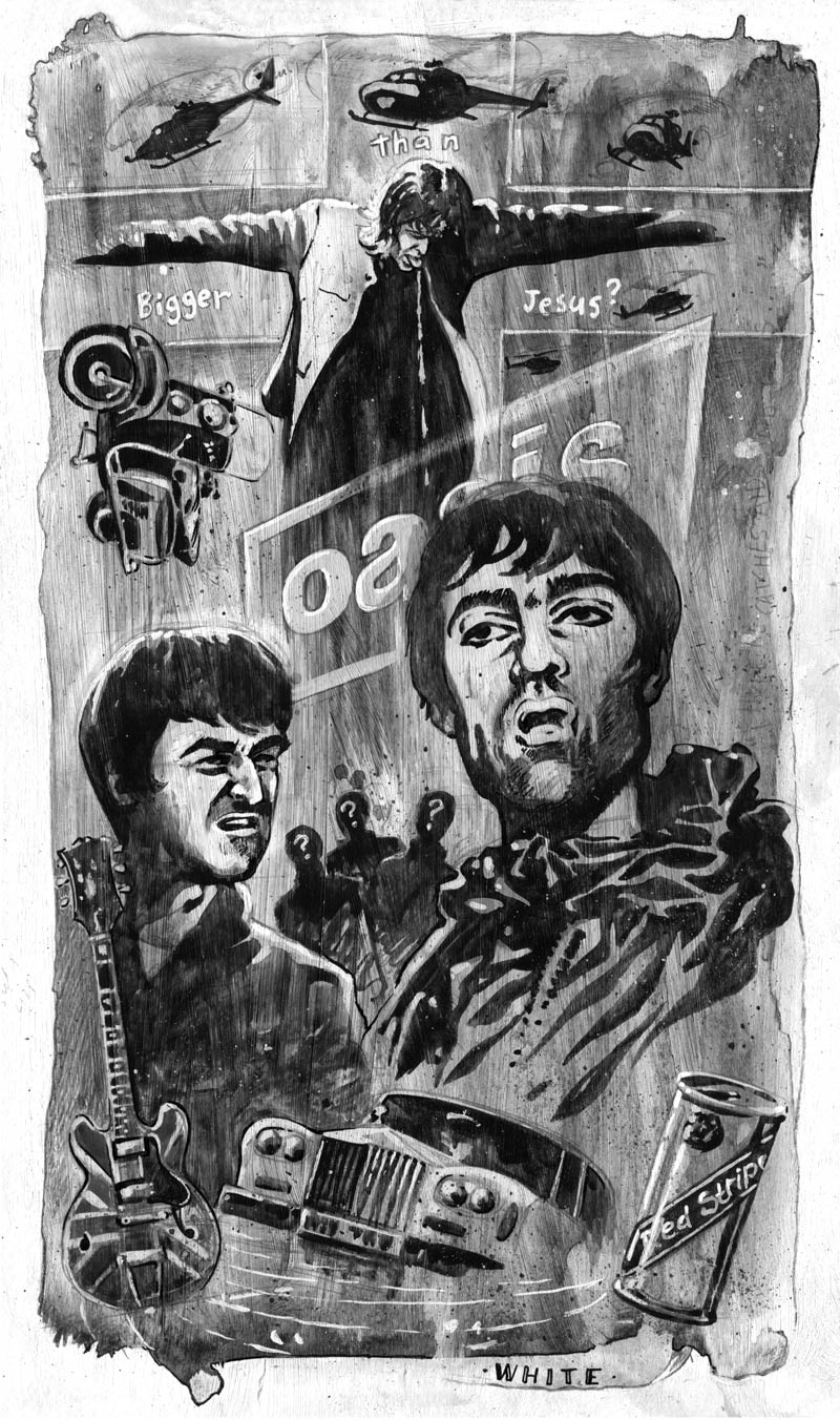newspaper illustration of the band oasis