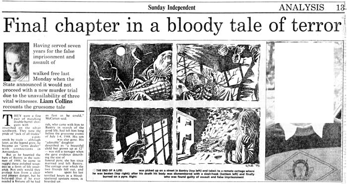 news illustration storyboard strip about a gruesome murder