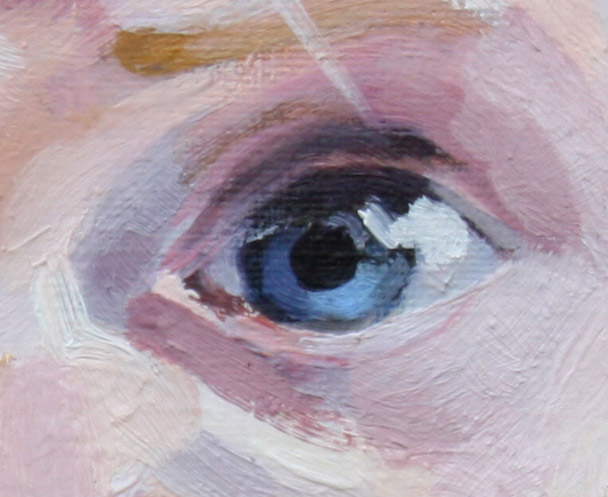 detail of baby eye painted portrait oil on canvas