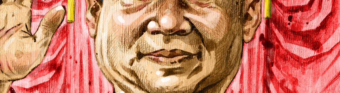 detail of editorial newspaper style illustration of xi jinping