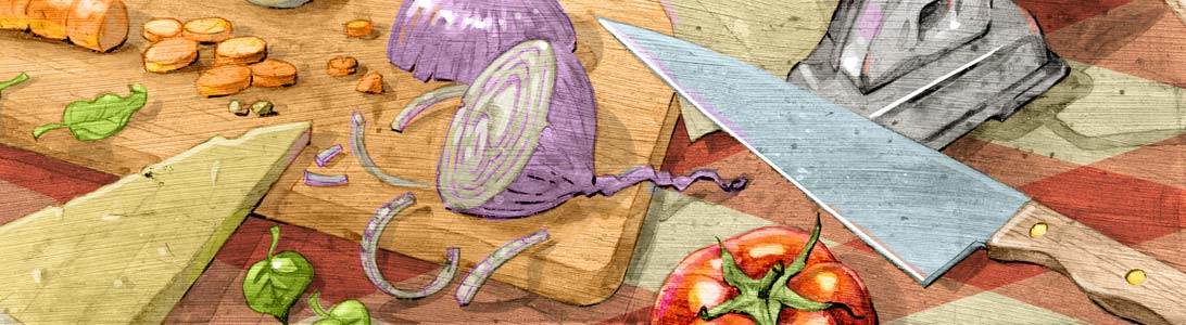 detail of cucina italiana italian food cooking full colour illustration