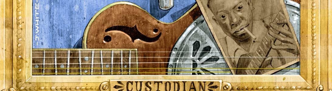 detail of album art illustration for david king custodian