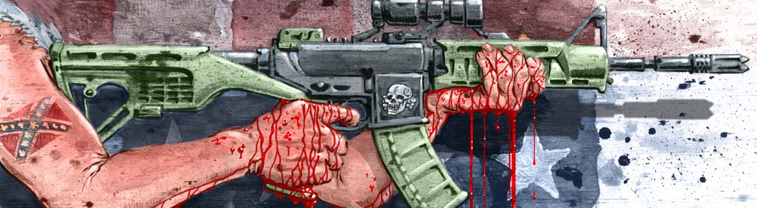 detail of illustration about american USA gun control and the NRA ar-15 bump stock