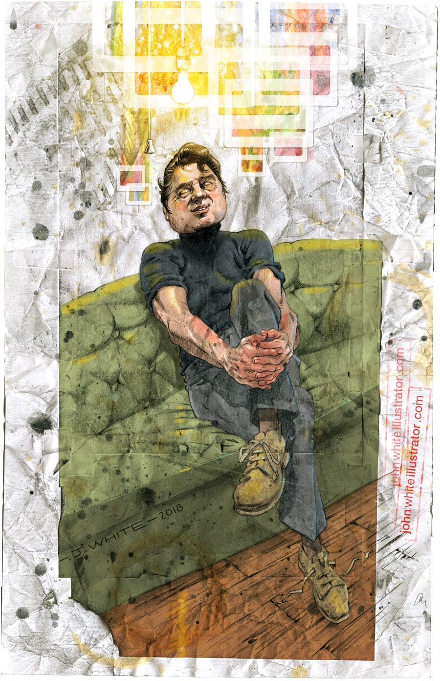 illustration of painter francis bacon finding inspiration daydream ideas slides