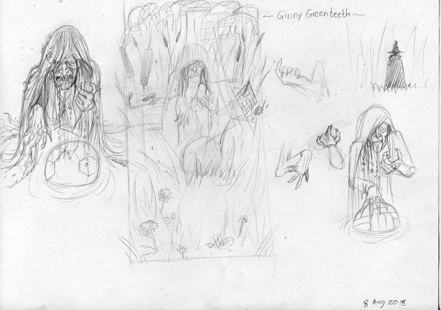 preliminary sketch of Ginny Jenny Greenteeth by John White