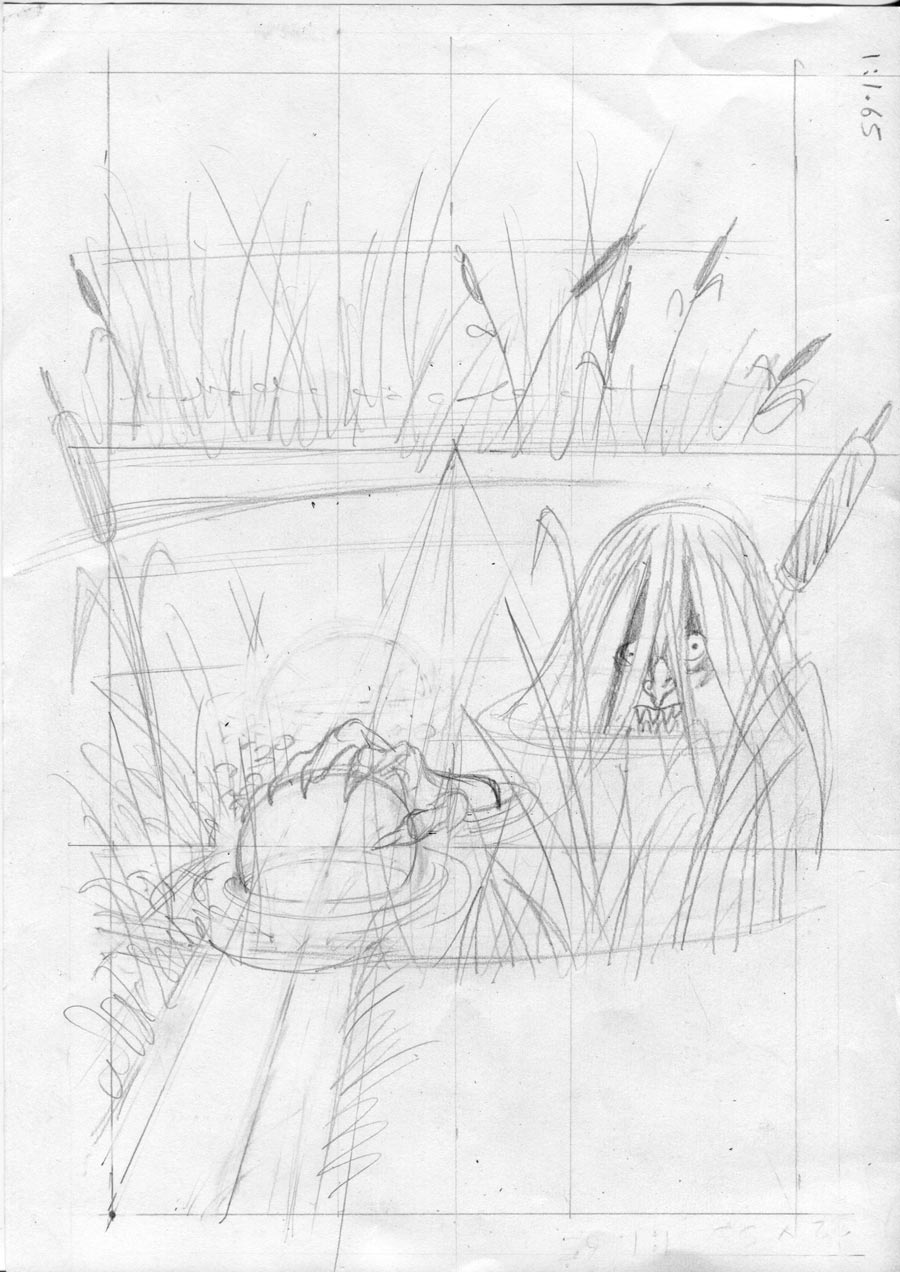 preliminary sketch of Ginny Jenny Greenteeth by John White