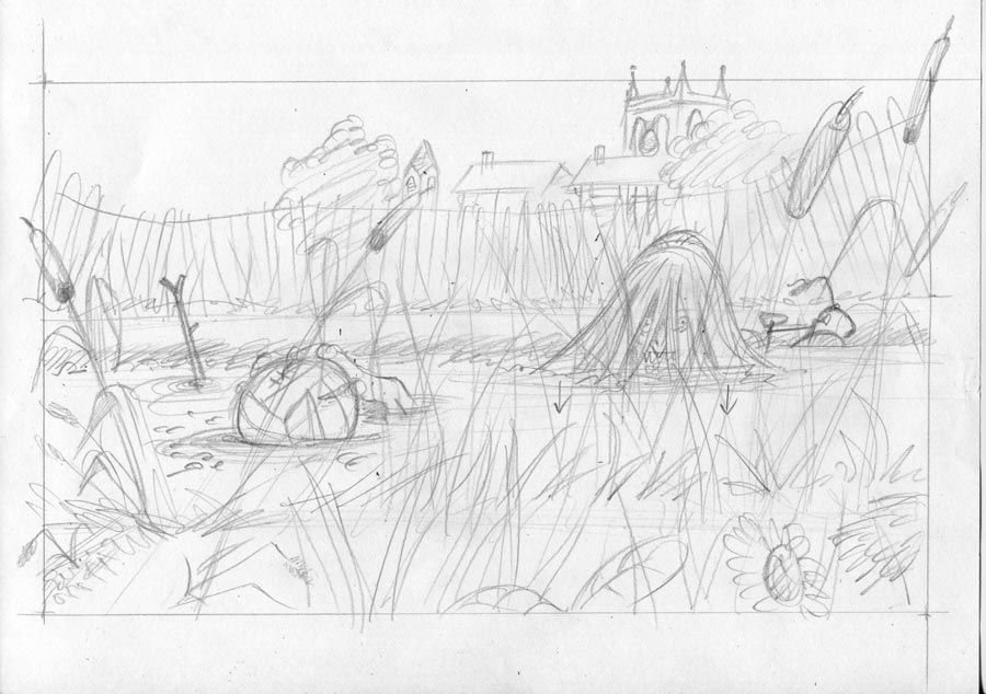 preliminary sketch of Ginny Jenny Greenteeth by John White