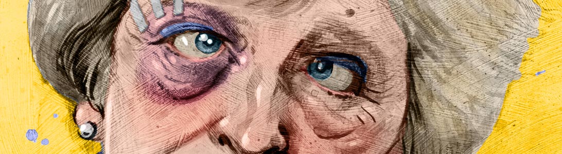 detail of colour editorial illustration of theresa may and brexit negotiations