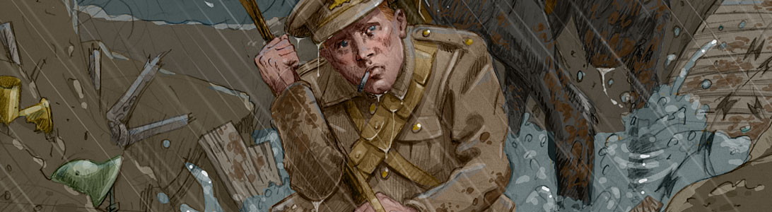 detail of an illustration of a tommy on the western front in world war 1 wwi