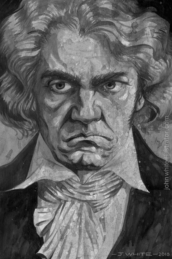 beethoven painting black and white