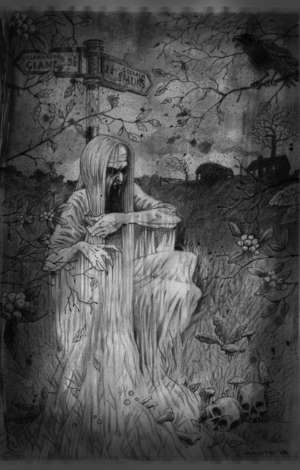 pencil illustration of irish banshee