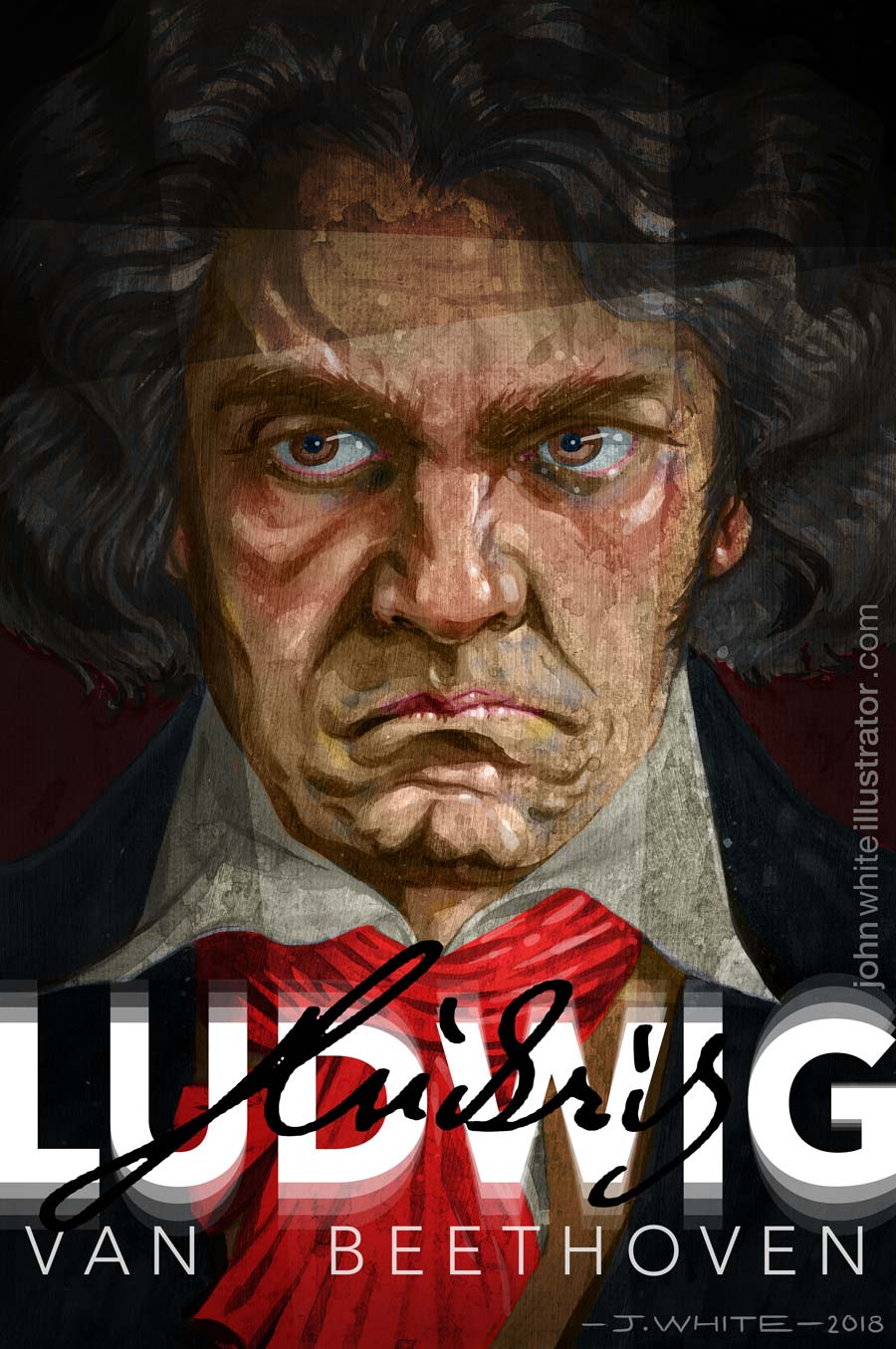 Colour painting of ludwig van beethoven