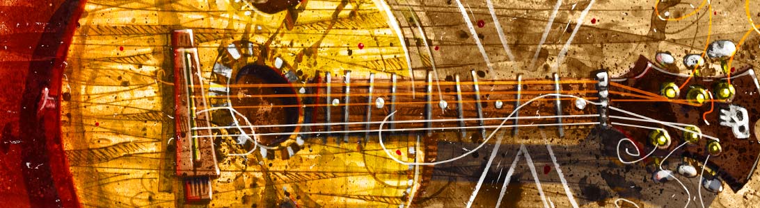 detail of vintage guitar illustration