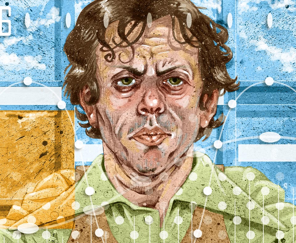 philip glass illustration close-up detail