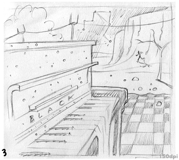 sketch for album cover art piano dali surrealism