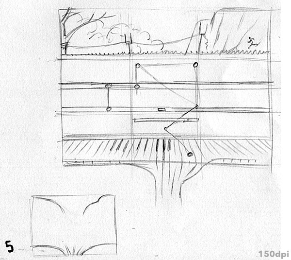 sketch for album cover art piano dali surrealism