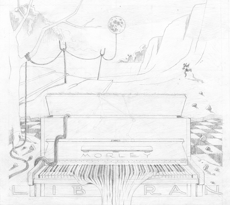 sketch for album cover art piano dali surrealism